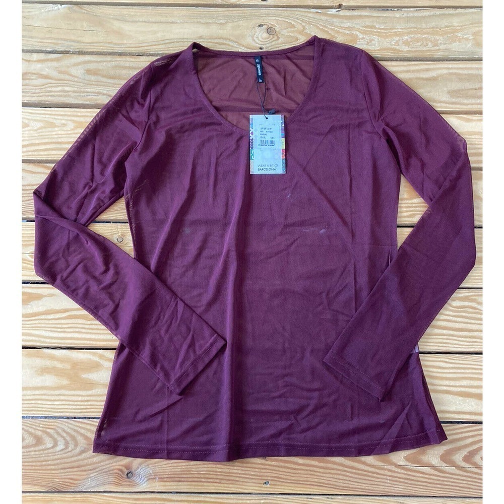 NWT Smash! Barcelona Long Sleeve Mesh Jupiter Top Large Women’s Maroon Pullover
